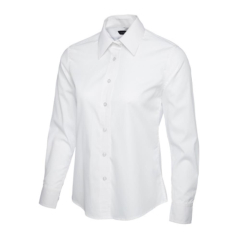Ladies White Long Sleeve Poplin Shirt 65% Polyester 35%