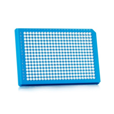 Azenta Life Sciences FrameStar 384 Well PCR Plate Ultra-Rigid Skirted Blue Frame Clear Wells A24 Cut