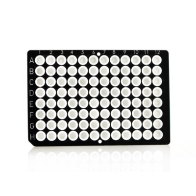 Azenta Life Sciences FrameStar 96 Well PCR Plate Non-Skirted Black Frame White Wells H1 Cut Corner