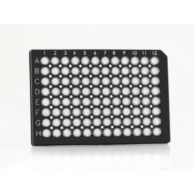 Azenta Life Sciences FrameStar 96 Well PCR Plate Semi-Skirted Black Frame Clear Wells A12 Cut Corner