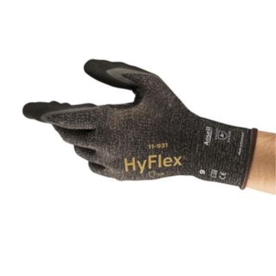 Ansell HyFlex 11-931 Lightweight Cut and Oil Resistant Work Gloves Size 10 XL Grey Black
