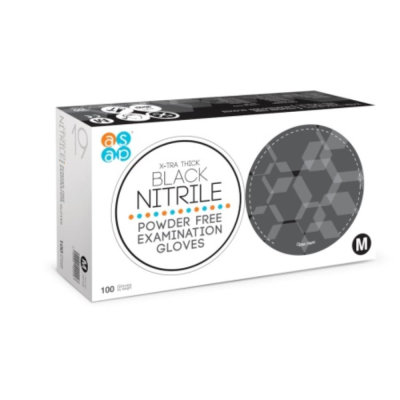 ASAP Black X-Tra Thick Powder Free Nitrile Gloves Small