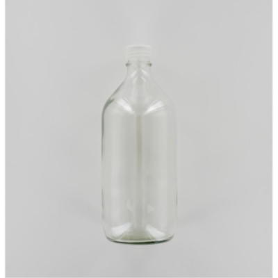 Aurora Scientific 1000mL Clear Glass (Type 3 - Soda Lime) Bottle  with Natural Polypropylene Cap  wi