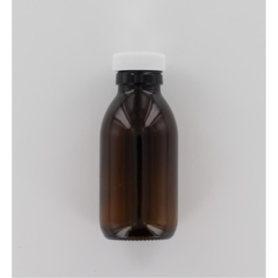Aurora Scientific 100mL Amber Glass (Type 3 - Soda Lime) Bottle  with White Polypropylene Cap  with