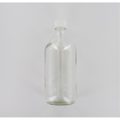 Aurora Scientific 1000mL Amber Glass (Type 3 - Soda Lime) Bottle  with White Polypropylene Cap  with