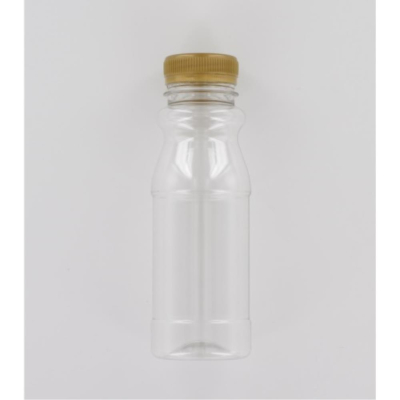 Aurora Scientific 250mL Clear PET (Polyethylene) Bottle  with Gold HDPE Cap