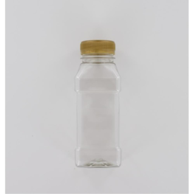 Aurora Scientific 250mL Clear PET (Polyethylene) Bottle  with Gold HDPE Cap