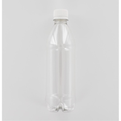 Aurora Scientific 500mL Clear PET (Polyethylene) Bottle  with White Polypropylene Cap