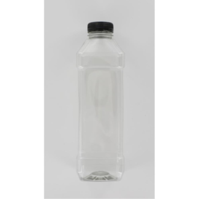 Aurora Scientific 1000mL Clear PET (Polyethylene) Bottle  with Black HDPE Cap