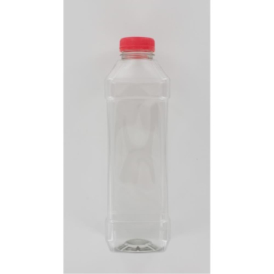 Aurora Scientific 1000mL Clear PET (Polyethylene) Bottle  with Red HDPE Cap
