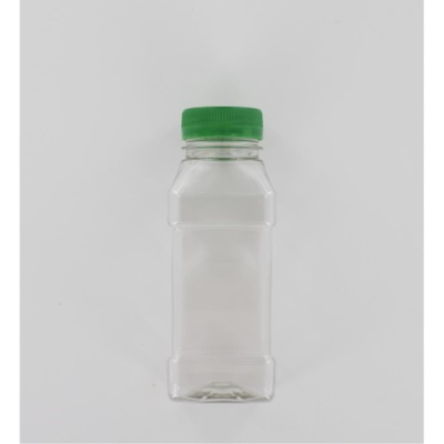 Aurora Scientific 250mL Clear PET (Polyethylene) Bottle  with Green HDPE Cap