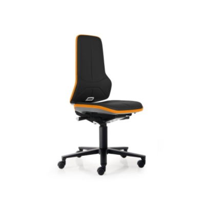 Bimos Neon 2 Chair Castors Permanent Contact Backrest Orange Strip Black Artificial Leather