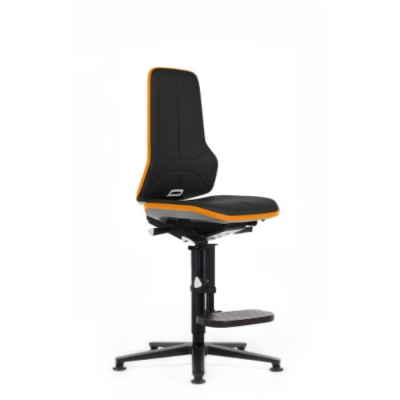 Bimos Neon 3 Chair Glides Footrest Permanent Contact Backrest Orange Strip Black Artificial Leather