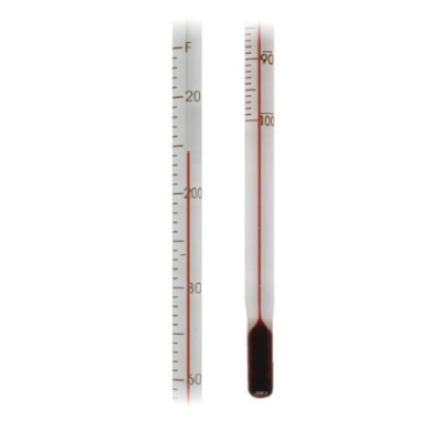 General Purpose Red Spirit Filled Thermometers - 0 to 230F; 1C Divisions; Total Immersion