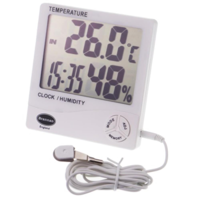 Digital Thermometer and Hygrometer with Outdoor  Temperature Probe and 2m Cable