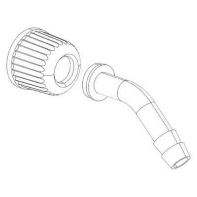 Set of four Rotavapor bent tubing connectors with silicone seals