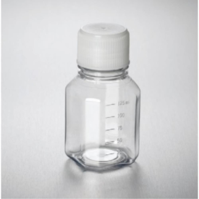 Corning PET Bottle 125mL Graduated 31mm Screw Cap validated against IATA Sterile Triple-bagged Pre-a