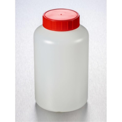 Corning Gosselin Round HDPE Bottle 1 L - 58 mm Red Cap with Wad - Assembled