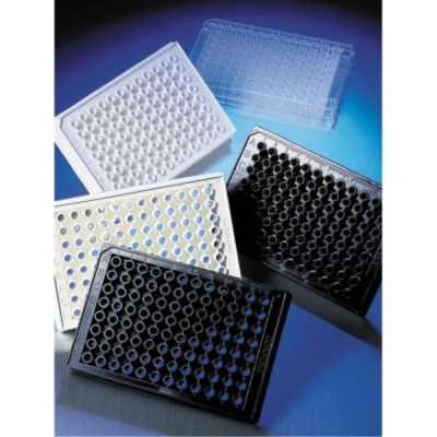 Corning 96 Half Area Well Flat Clear Bottom Black TC-Treated Microplates 20 per Bag with Lid