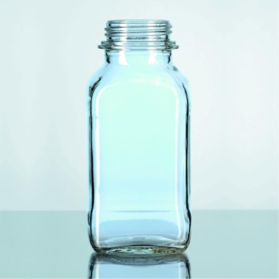 DURAN Square Clear Soda Lime Glass Bottle Wide Mouth 500mL
