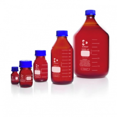 Duran GL 45 Laboratory Glass Bottle Amber with Screw Cap and Pouring Ring (PP) 1000mL