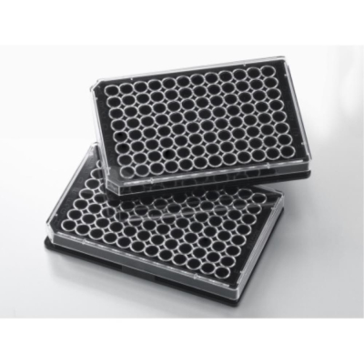 Falcon 96 Well Black Flat Bottom TC-Treated Polystyrene Microplate with Lid Sterile
