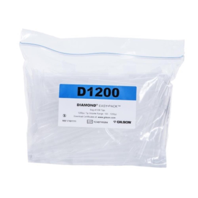 Gilson D1200 100-1200uL PIPETMAN DIAMOND Tips in EASYPACK Bags - Non Sterile - 5 Bags of 200