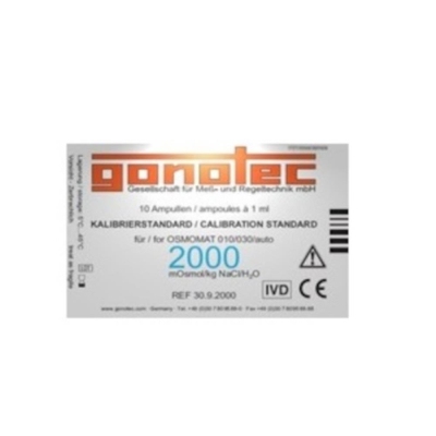 Gonotec ampoules of calibration standard 2000 mOsmol/kg for Osmomat 010/030/3000/auto pack of 10 x 1