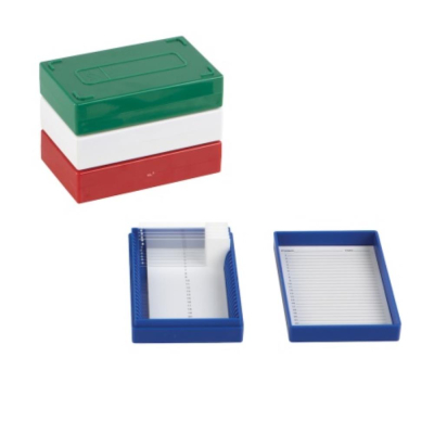 Heathrow Scientific Premium Microscope Slide Box - 25-Place - Foam - Blue