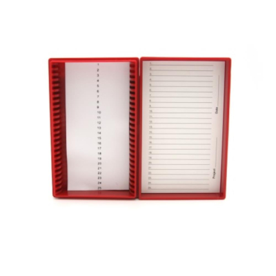 Heathrow Scientific Premium Microscope Slide Box - 25-Place - Foam - Red
