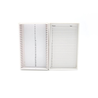 Heathrow Scientific Premium Microscope Slide Box - 25-Place - Foam - White