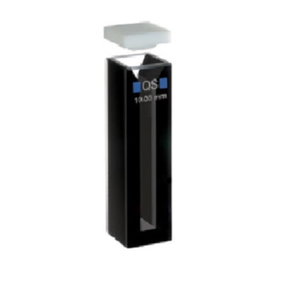 Hellma Cuvette with PTFE Hinged Lid, Black,  200-2500nm, 1400uL Volume, 10mm Path Length