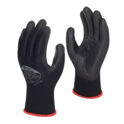 Polyco Matrix P Grip PU Palm Coated Gloves Black - Size 8