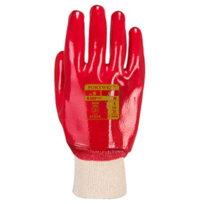 Portwest A400 Red PVC Knitwrist Gloves  - Medium