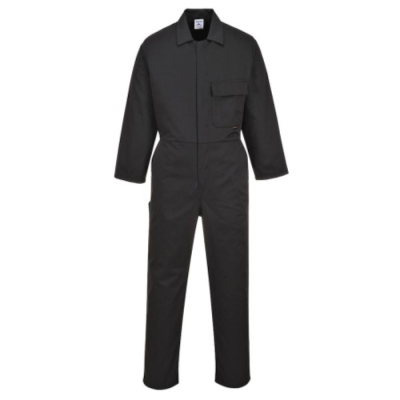 Black Standard Poly Cotton Coverall 65% Polyester 35% Cotton Size Large Regular