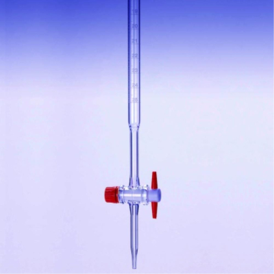 PYREX Glass Burette with PTFE Key Class AS Works Certified 25mL 0.1mL Graduations
