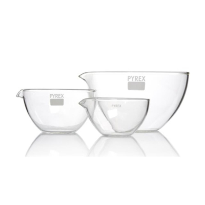 PYREX Flat Bottom Curved Side Evaporating Dish with Spout 320mL