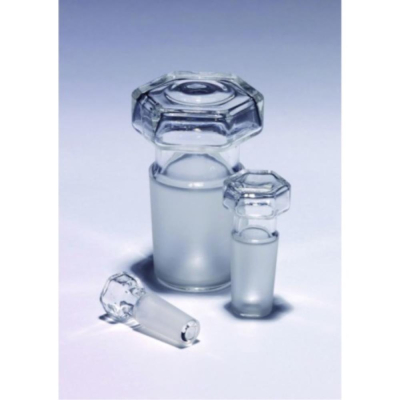 Quickfit Hollow-blown Hexagonal Head Glass Stopper - Cone Size 14/23