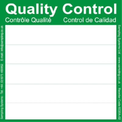Green Quality Control Pharma/Food Labels. Roll of 500 - 95 x 95mm