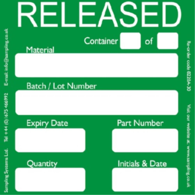 Released Quality Control Ultra Adhesive Labels. Roll of 500 - 95 x 95mm