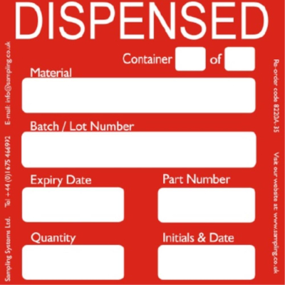 Dispensed Quality Control Ultra Adhesive Labels. Roll of 500 - 95 x 95mm