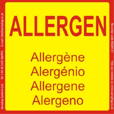 Allergen Quality Control Ultra Adhesive Labels. Roll of 500 - 95 x 95mm