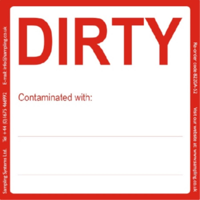 Dirty Quality Control Ultra Adhesive Labels. Roll of 500 - 95 x 95mm
