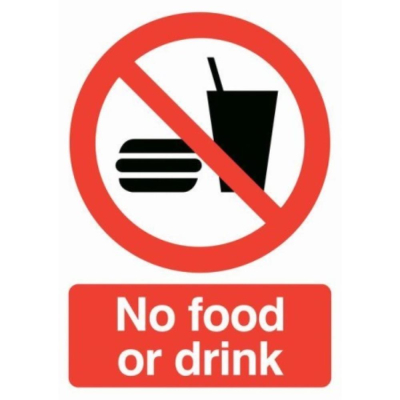 Sign 210x148mm No Food Or Dri..