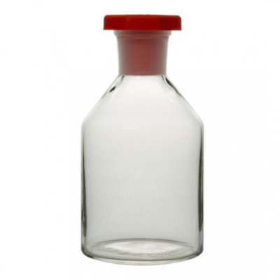 Reagent Glass Bottle Clear Narrow Neck with  Plastic Stopper - 250mL