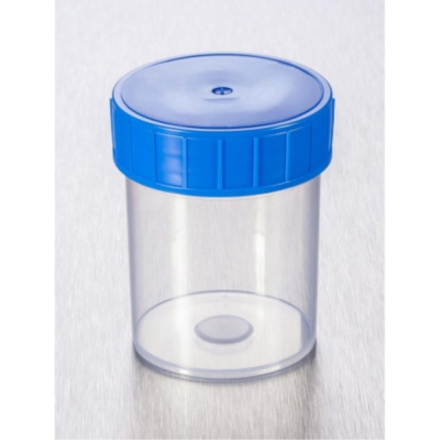 Gosselin Straight 125mL Container, Polypropylene, Clear with Blue Screw Cap, Nonsterile