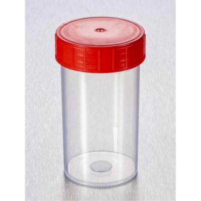 Gosselin Straight 180mL Container Polypropylene,  Clear with Red Screw Cap, Nonsterile