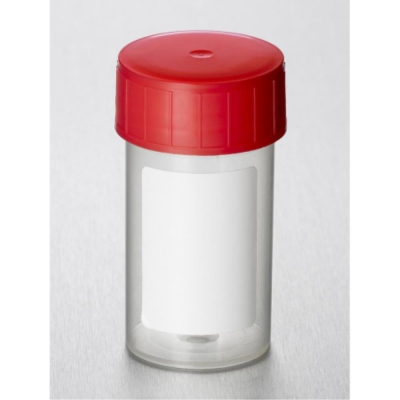 Gosselin Straight 60mL Container, Polypropylene,  Clear with Red Screw Cap and White Label, Sterile