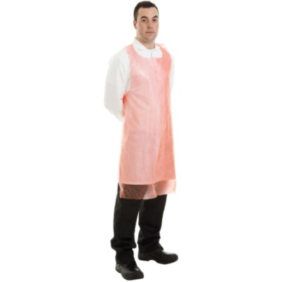 PE Disposable Aprons On A Roll Red  20microns 69 x 107cm