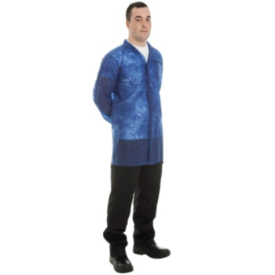 Non-Woven Lab Coat With Velcro Blue - Small
